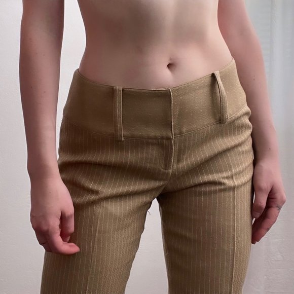 Vintage Pants - Bianco Vintage Pinstripe Tan Trousers